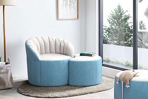 Двухцветное кресло Шелл из рогожки 